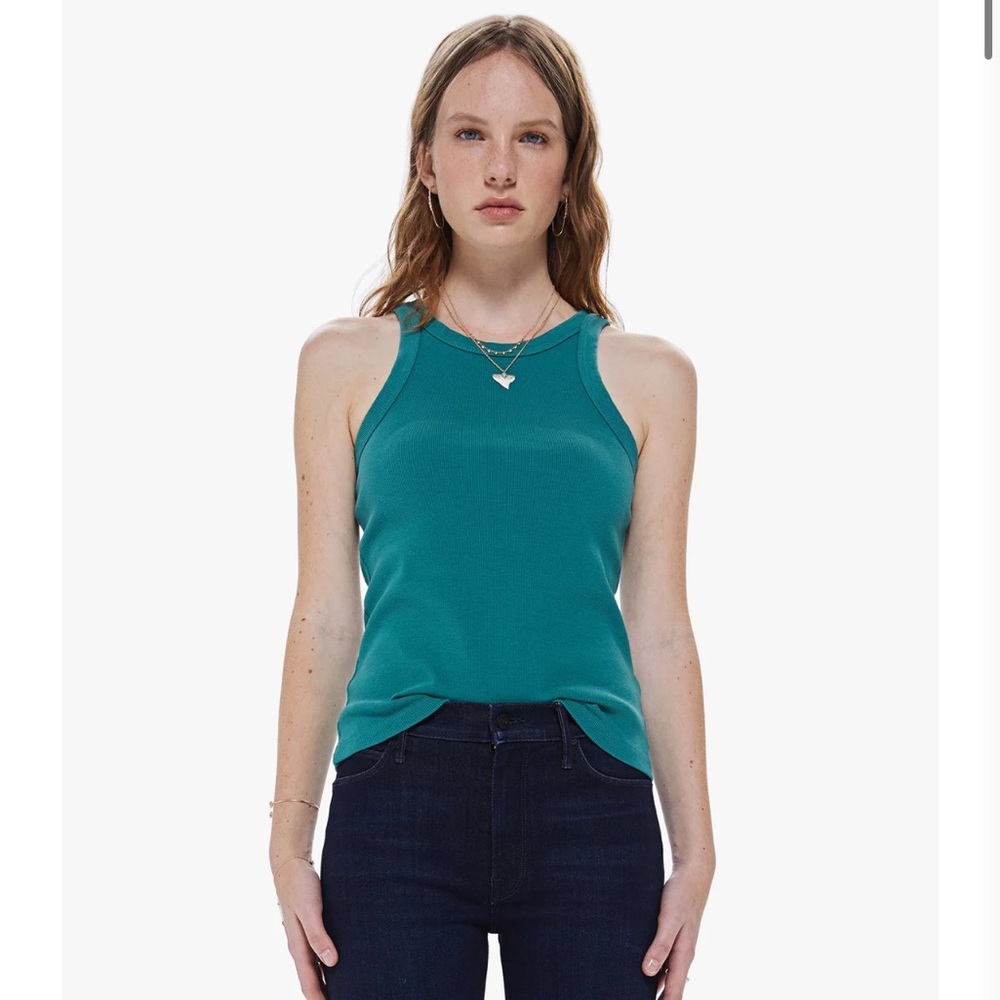 MOTHER Chin Up tank in Cadmium green